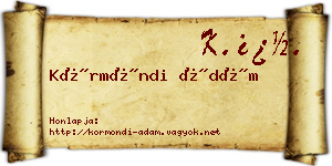 Körmöndi Ádám névjegykártya