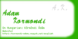 adam kormondi business card