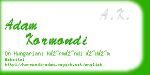 adam kormondi business card